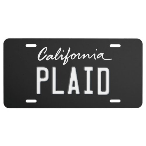 License Plate Plaid California