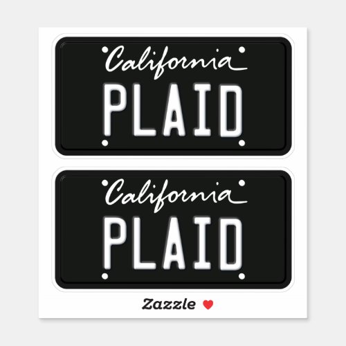 License Plate Plaid California Sticker