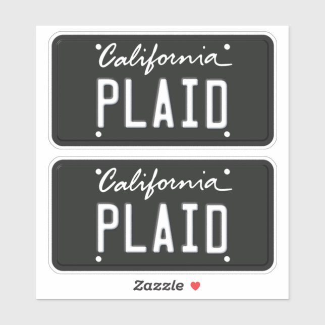 License Plate Plaid California Sticker (Sheet)