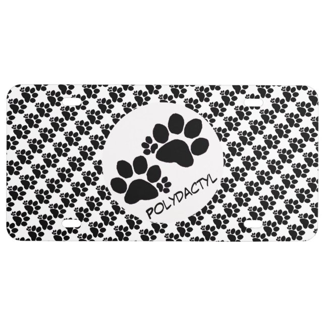 License Plate - Polydactyl Pawprints (Front)