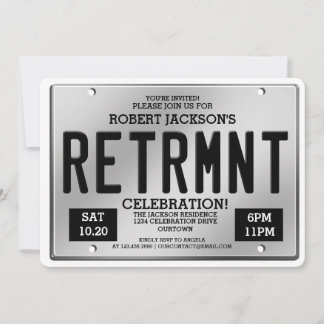 License Plate Retirement Party Invitations