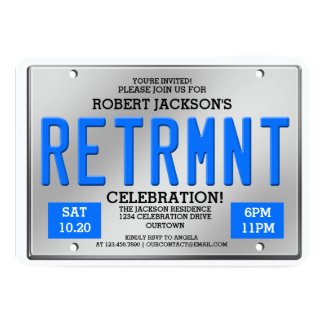 License Plate Retirement Party Invitations