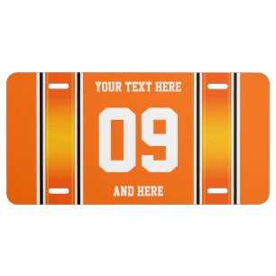 License Plate - Sport Stripes - orange + your text