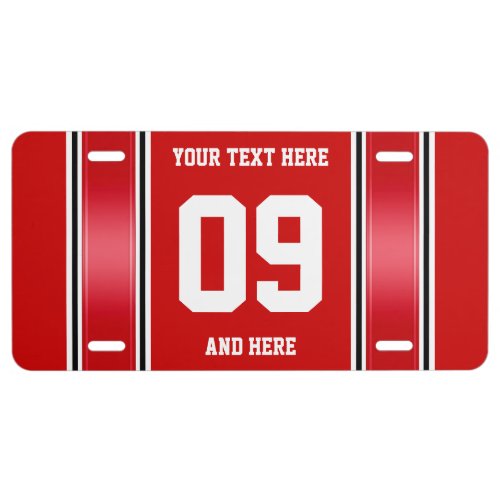 License Plate _ Sports Stripes _ red  your text