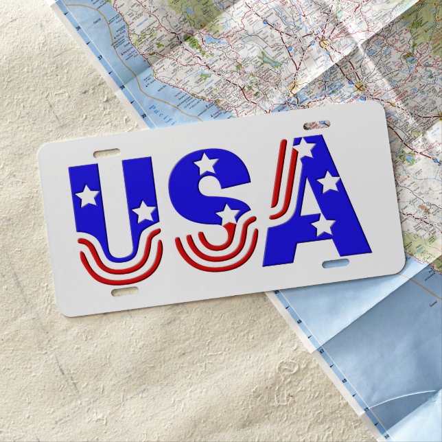 License Plate - USA in Stars & Stripes (In Situ)