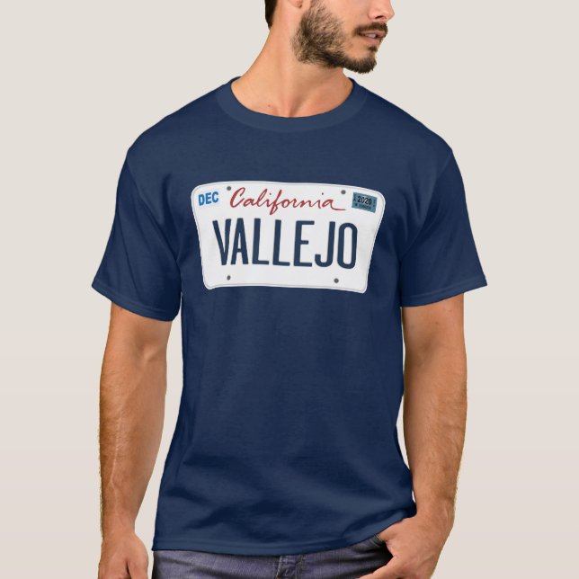 License Plate Vallejo California T Shirt (Front)