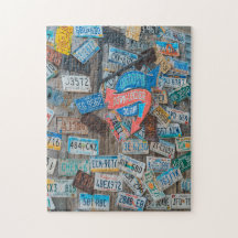 License Plate Wall Store Front Jigsaw Puzzle