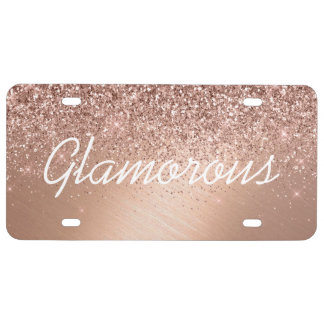 License Plate - Your Text Glitter Rose Gold