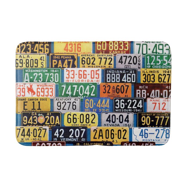 License Plates by H. Wilson Smith Bathroom Mat (Front)