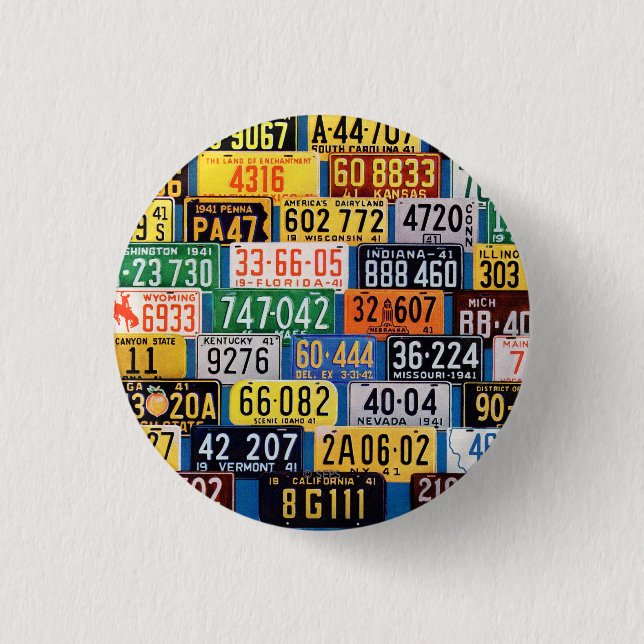 License Plates by H. Wilson Smith Pinback Button (Front)