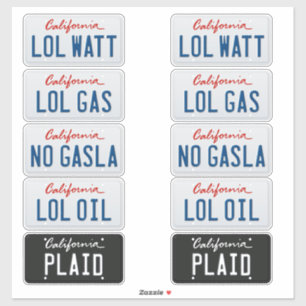 License Plates California Set Sticker