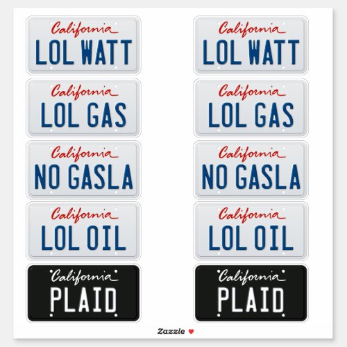 License Plates California Set Sticker