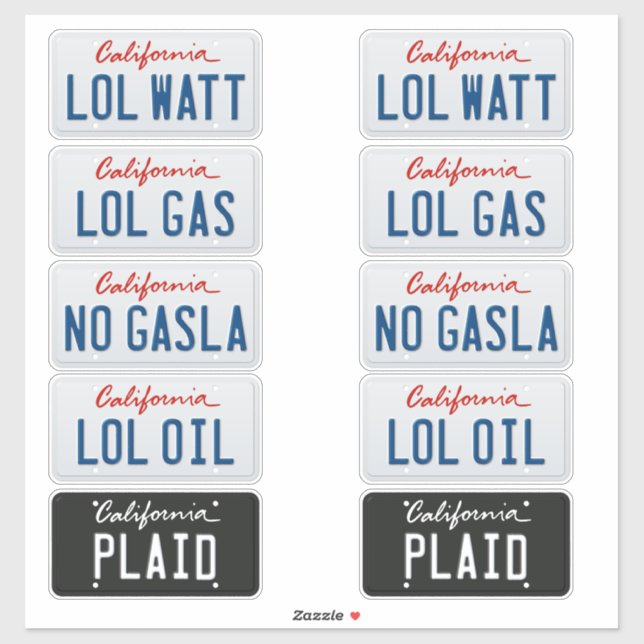 License Plates California Set Sticker (Sheet)