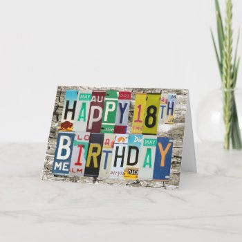 License Plates Happy 18th Birthday Card by gear4gearheads at Zazzle