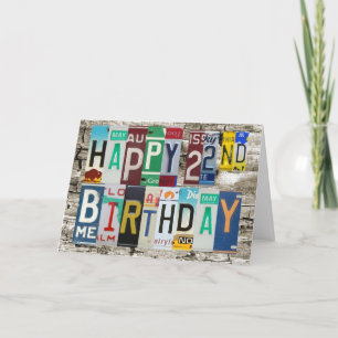 License Plates Happy 22nd Birthday Card