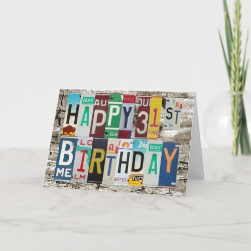 License Plates Happy 31st Birthday Card