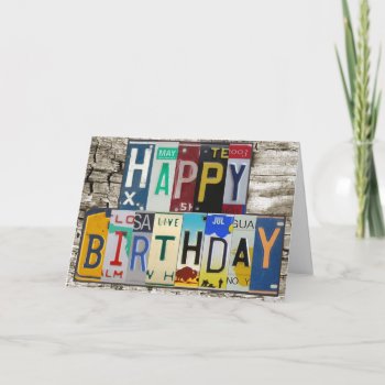 License Plates Happy Birthday Card by gear4gearheads at Zazzle