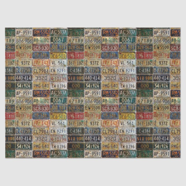 License Plates Tissue or Decoupage Paper (Front)