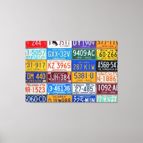 License Plates USA _ Our Colorful History Canvas Print