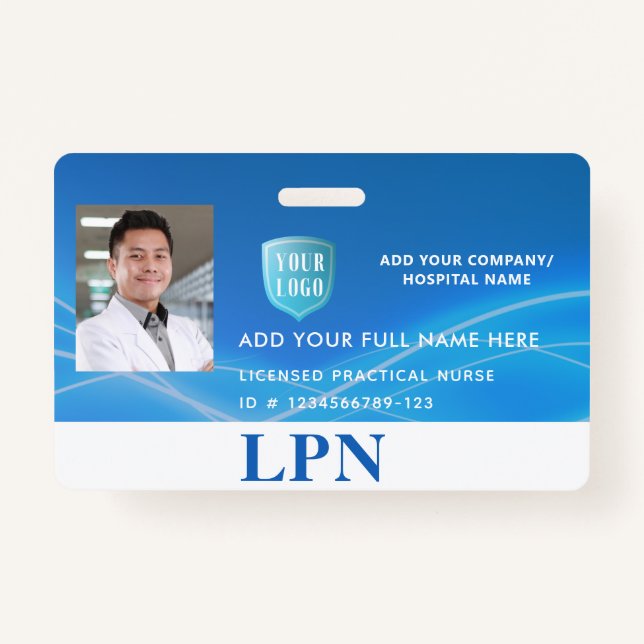 License Practical Nurse,LPN Photo ID with Logo Badge (Front)