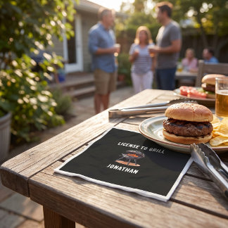 License to Grill Chef Dad Grillmaster Chef Cooking Napkins