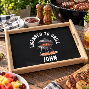 License to Grill Chef Grillmaster Dad Cooking Serving Tray