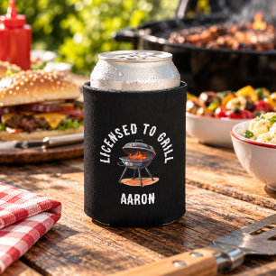 License to Grill Dad Bbq Family Reunion Party Can Cooler