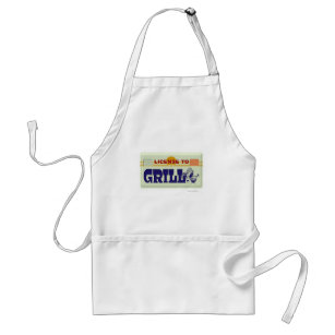 License to Grill Fun BBQ Slogan Cooking Design Adult Apron