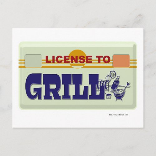 License to Grill Fun BBQ Style Slogan Postcard