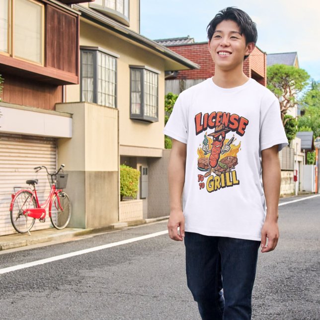 License to Grill Funny BBQ Pun Parody T-Shirt (Creator Uploaded)