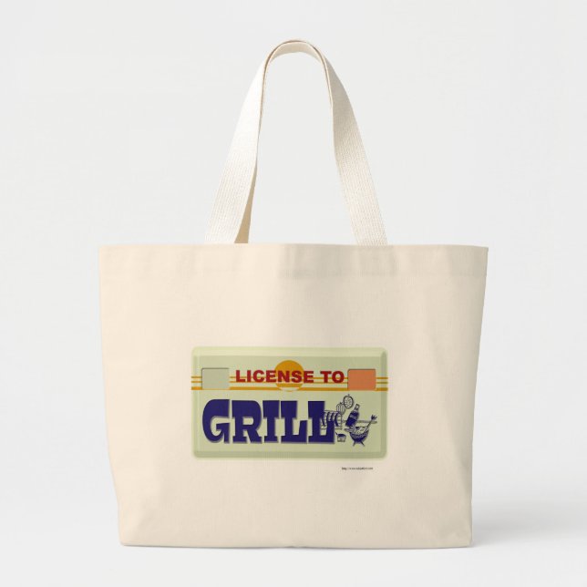 License To Grill Large Tote Bag (Front)
