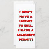 License to kill text (Front/Back)