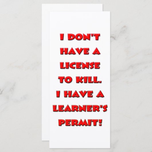 License to kill text (Front/Back)