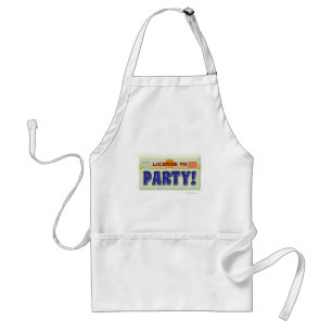 License To Party Illustrated Slogan Adult Apron