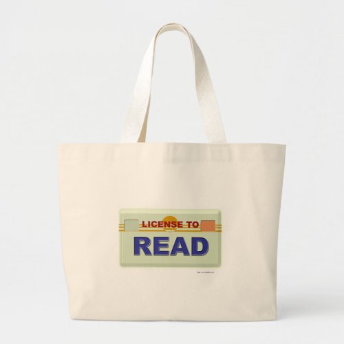 License to Read Cool Bookworm Slogan Large Tote Bag