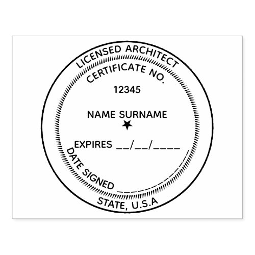 Licensed architect certificate no expiry date DIY Rubber Stamp