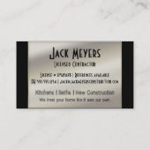 Licensed Contractor Construction Business Tools Business Card (Back)