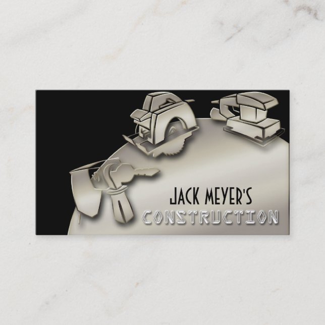 Licensed Contractor Construction Business Tools Business Card (Front)