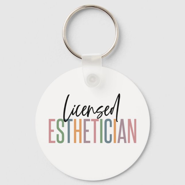 Licensed Esthetician Cosmetologist Beautician Keychain (Front)