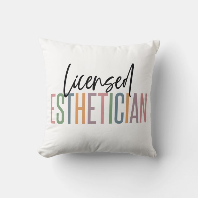 Licensed Esthetician Cosmetologist Beautician Throw Pillow (Front)