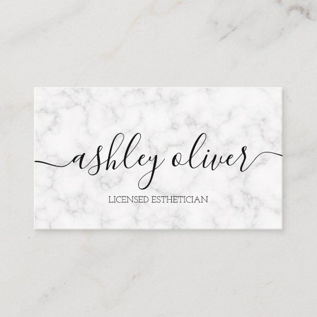 Licensed Esthetician Marble Business Card (Front)