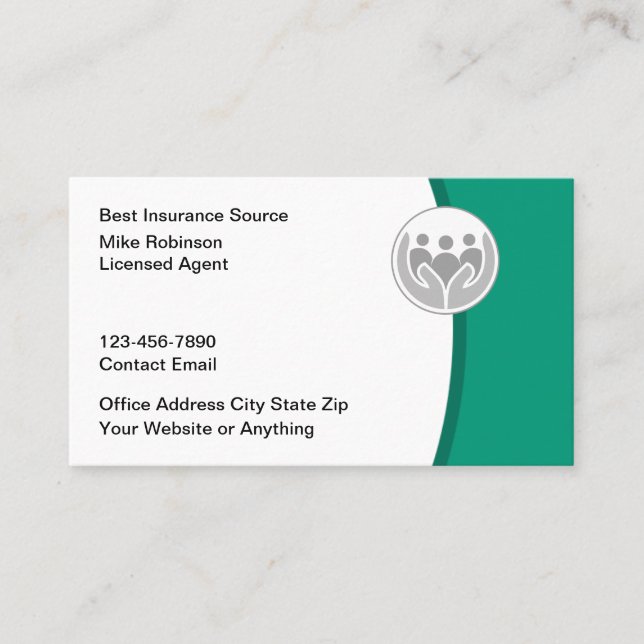 Licensed Insurance Agent Modern Business Cards (Front)