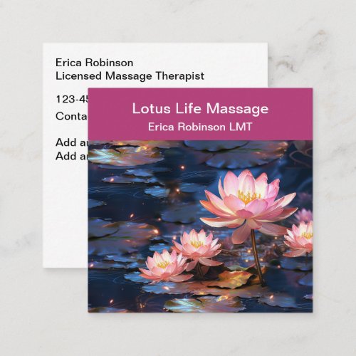 Licensed Massage Business Cards Lotus Flowers