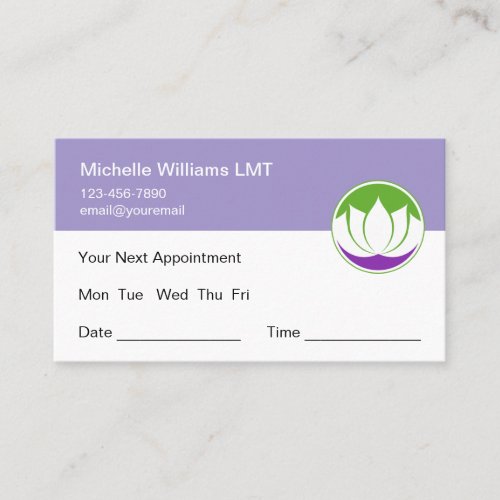 Licensed Massage Therapist Appointment Cards