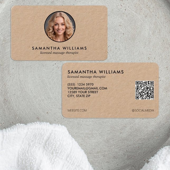 🪔 Licensed Massage Therapist Custom QR Photo Business Card (Creator Uploaded)