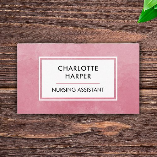 Licensed Medical Nursing Assistant Pink Watercolor Business Card