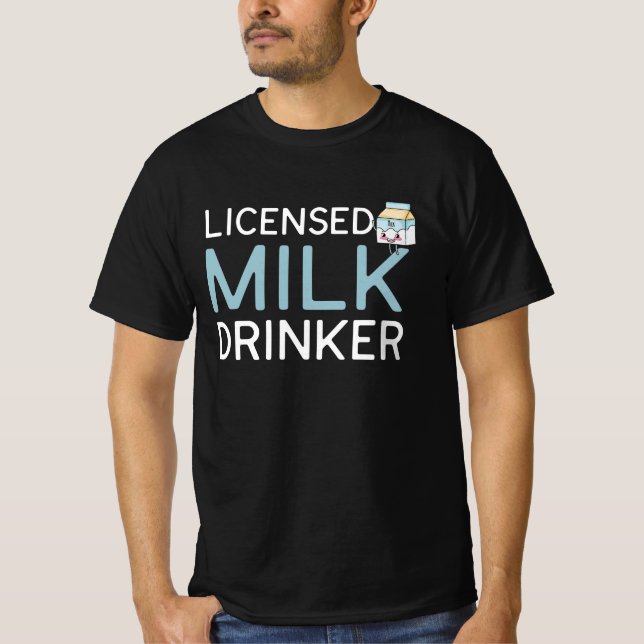 Licensed Milk Drinker, Breakfast Cute Milk Box  T-Shirt (Front)
