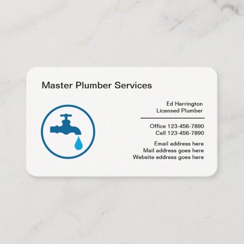 Licensed Modern Plumber Business Cards
