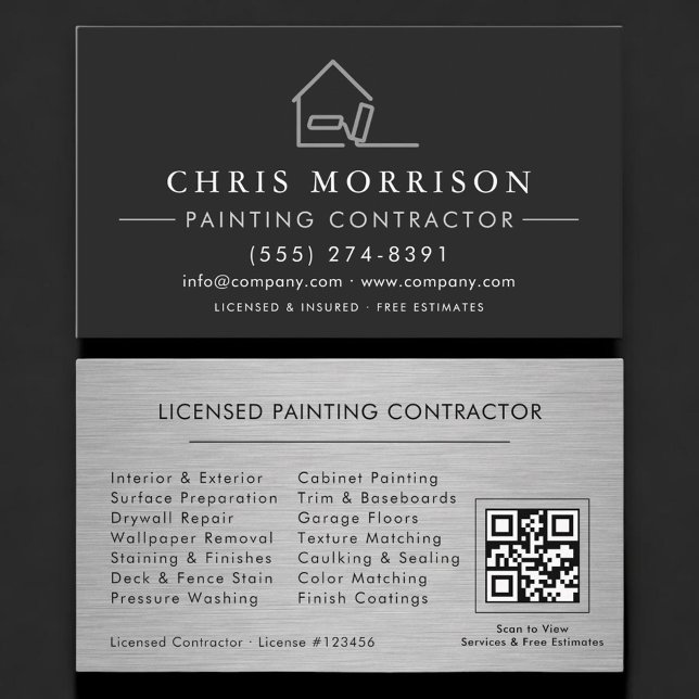 Licensed Painting Contractor QR Code Professional Business Card (Creator Uploaded)