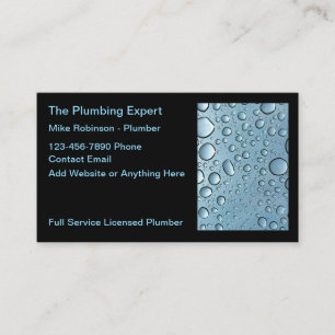 Licensed Plumber Service Water Drops Business Card